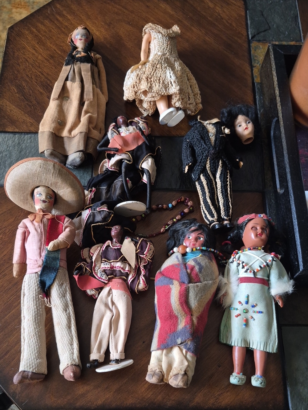 Mixed Vintage Style Cloth and Porcelain Dolls - Assorted Colors